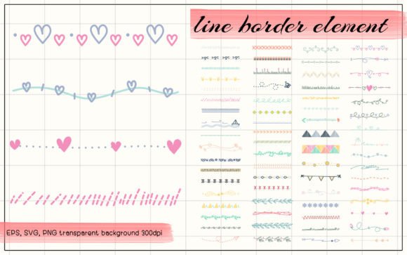 67 Doodle Line Border in Pastels Colors