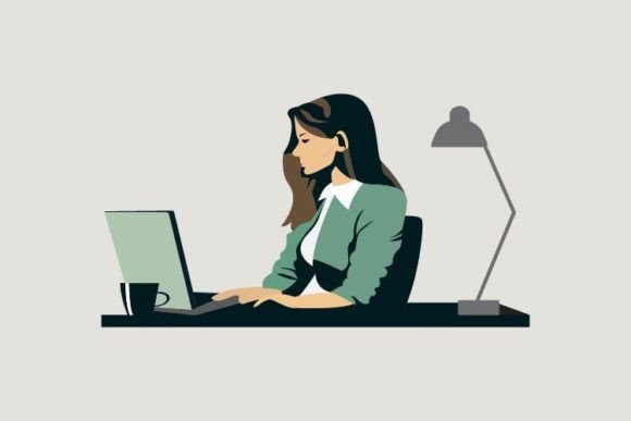 Businesswoman Working Graphics & Web Elements