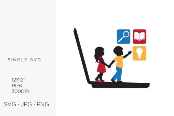 Children and Laptop: Friendly Graphics & Illustrations
