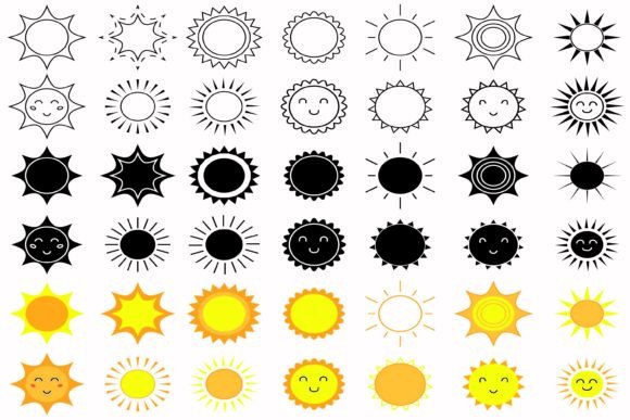 Cute Sun Collection Icons: Web Elements & Graphics