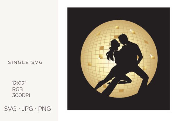 Dancing Couple with Disco Ball Graphics & Illustrations