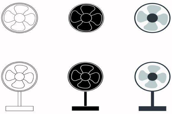 Fan Icon Collection Air Conditioner Graphics