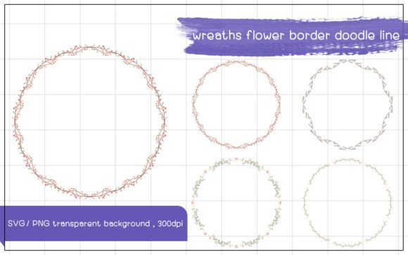 Flower Border Wreaths Doodle: Web Elements & Graphics