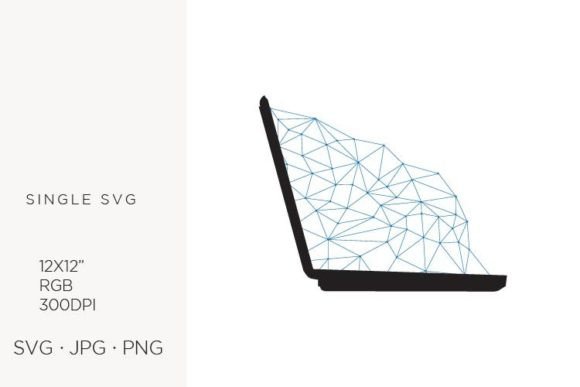Laptop and Blue Mesh Lines: Modern Graphics & Illustrations