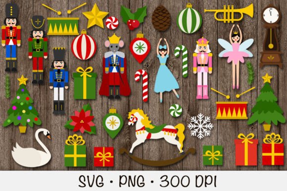 Nutcracker SVG PNG Bundle Clipart Pack: Graphics for Handmade Holiday Magic