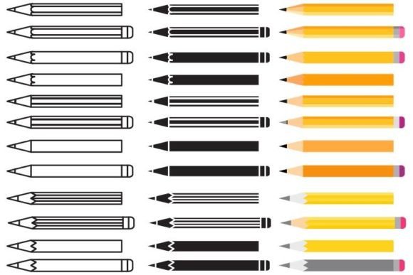 Pencil Collection Set: Graphics & Web Elements for Editorial Design