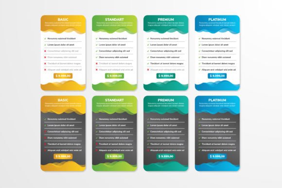 Price Table Wave Rectangle Graphics & Web Elements