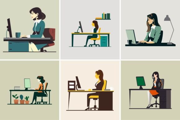Woman in Office Businesswoman Empowering Graphics