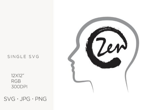 Word and Zen Symbol Inside Human Head, V Graphics